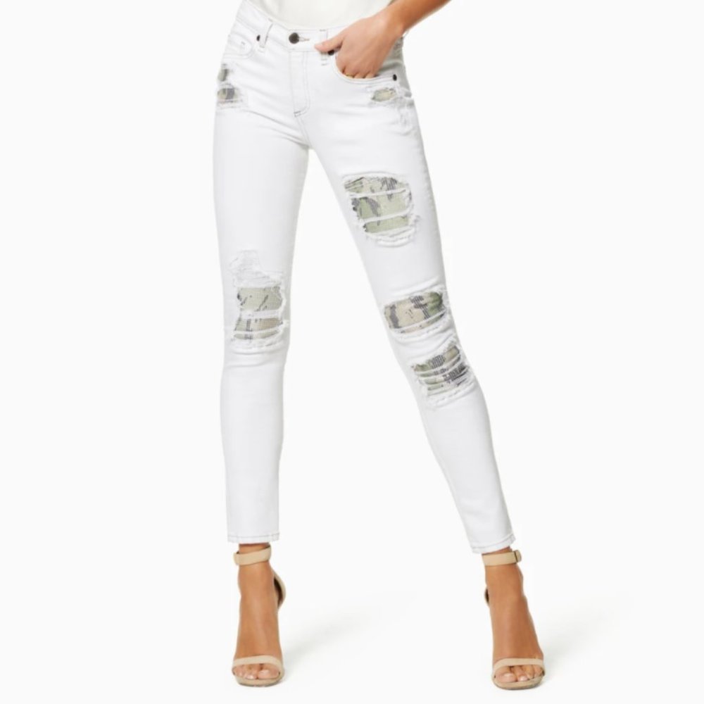 Ramy Brook | Distressed Camo Patch Skinny Jeans